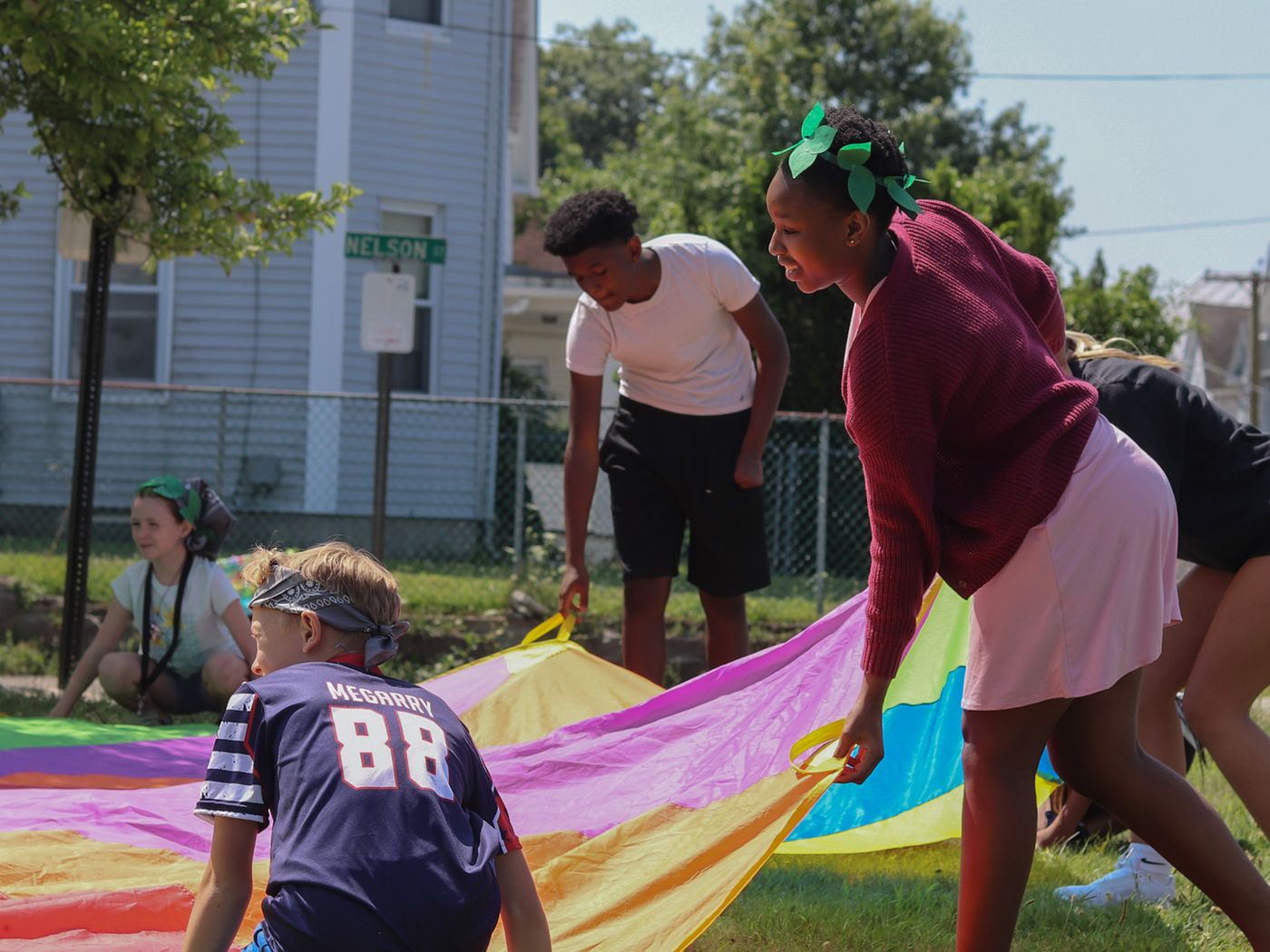 Kids playing parachute games at a LifeChurch event