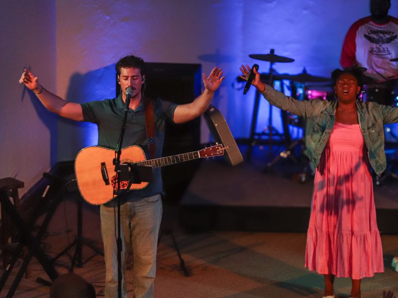 The worship team leading on Sunday